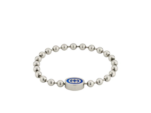 Gucci Gucci Interlocking G Boule Chain Bracelet In Single Boule Chain 925 Sterling Silver-Blue Enamel - view 1