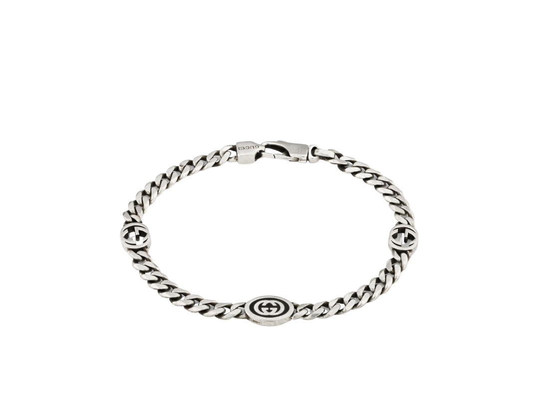Gucci Gucci Interlocking G Bracelet In Gourmette Chain With 925 Sterling Silver
