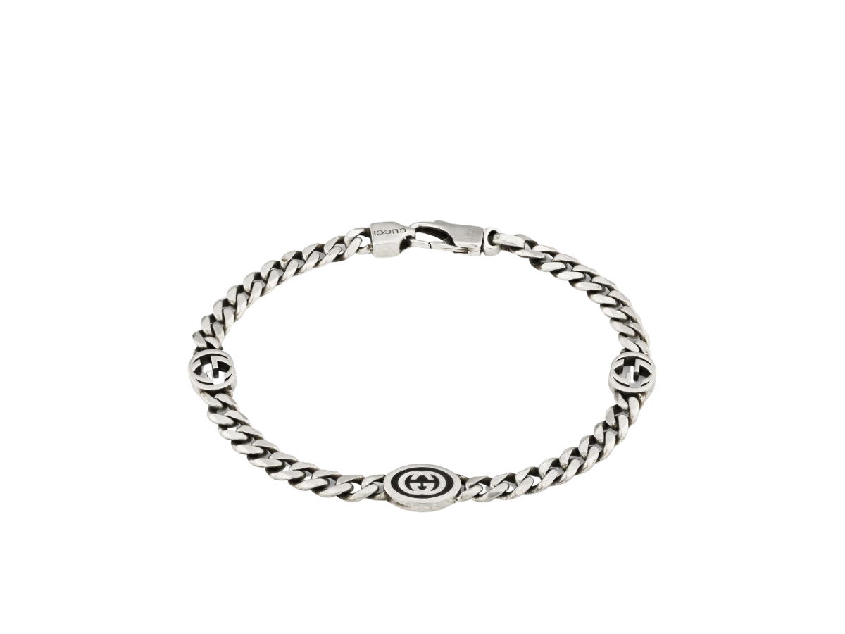 Gucci Gucci Interlocking G Bracelet In Gourmette Chain With 925 Sterling Silver