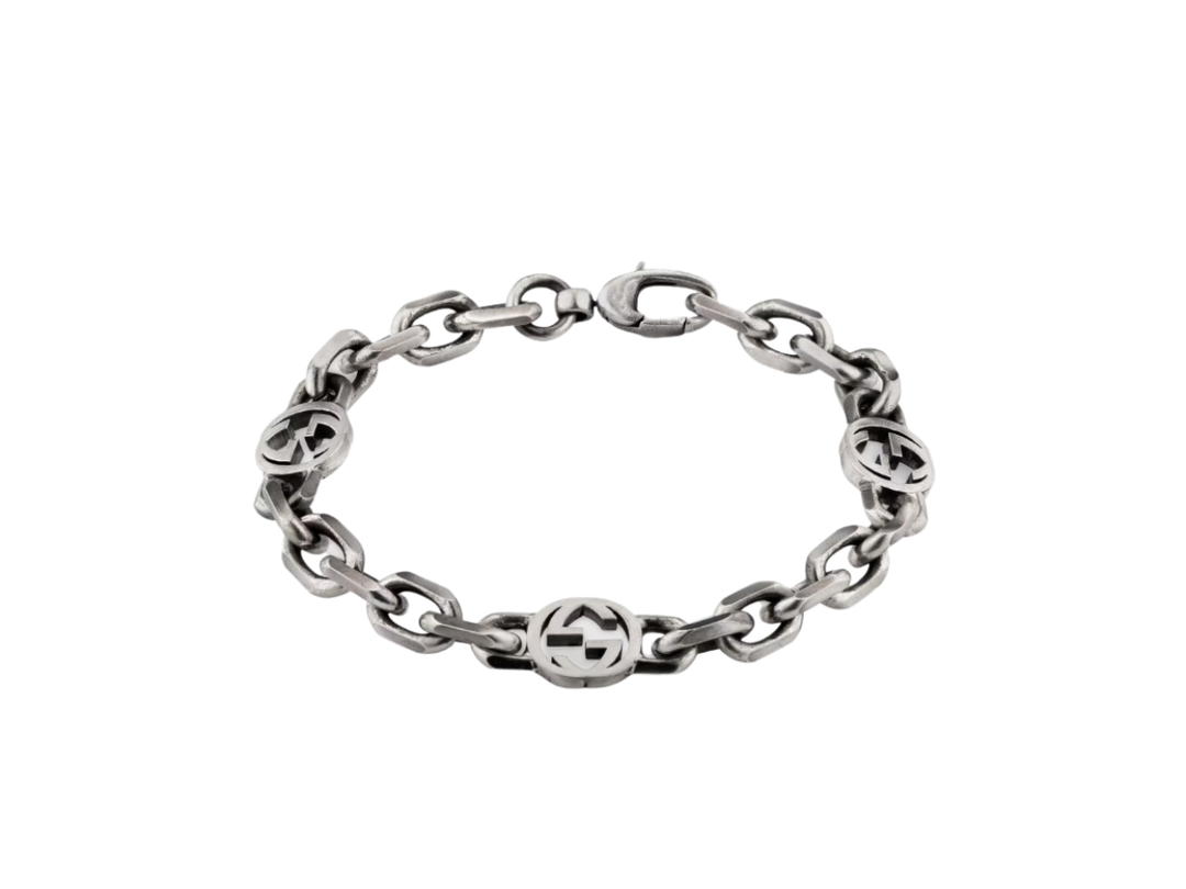 Gucci Gucci Interlocking G Bracelet In Sterling Silver With Aged Finish