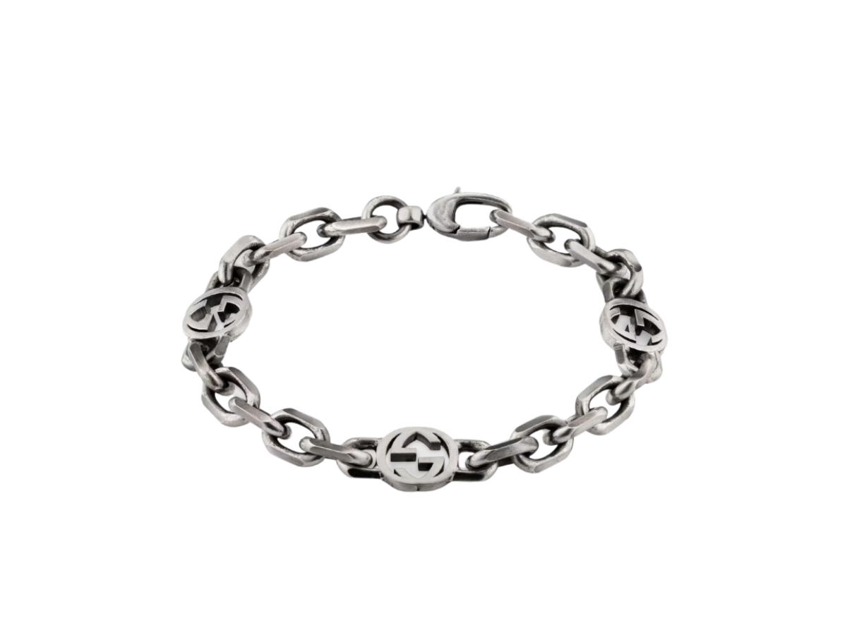 Gucci Gucci Interlocking G Bracelet In Sterling Silver With Aged Finish