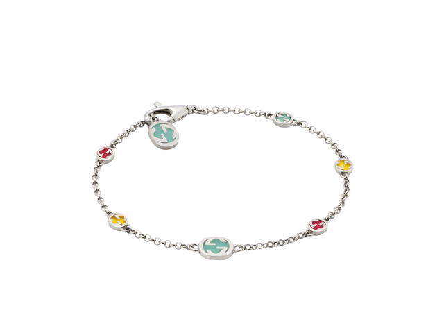 Gucci Gucci Interlocking G Bracelet In Sterling Silver With Multicolour Enamel - view 1