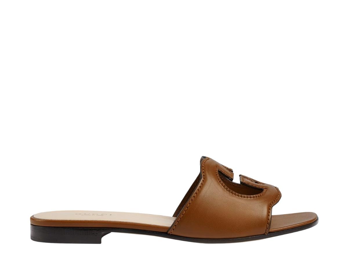 Gucci Gucci Women's Interlocking G Cut-Out Slide Sandal In Cuir Leather With Interlocking G Cut-Out (W)