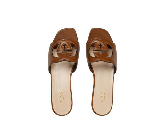 Gucci Gucci Women's Interlocking G Cut-Out Slide Sandal In Cuir Leather With Interlocking G Cut-Out (W) - view 3