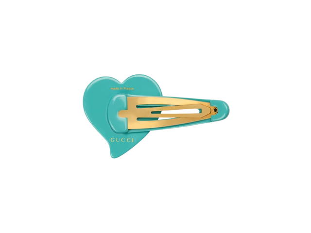 Gucci Gucci Interlocking G Heart Hair Clip Light Green Resin - view 2