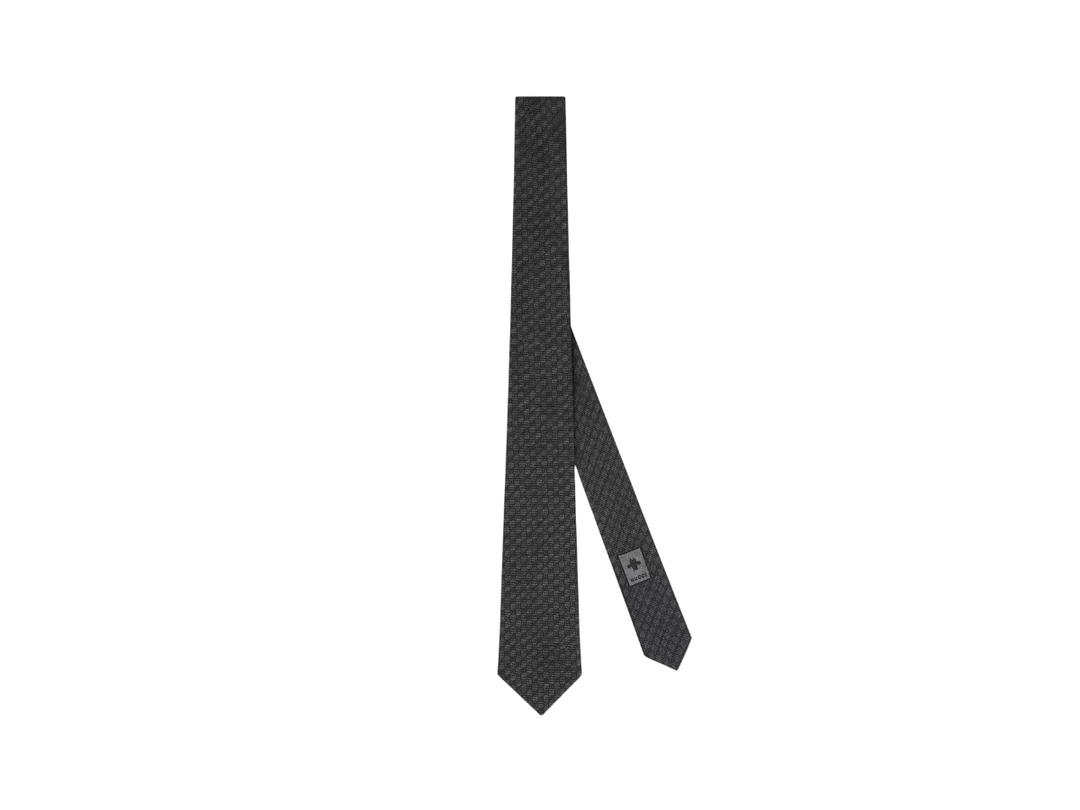 Gucci Gucci Interlocking G Silk Wool Jacquard Tie In Black