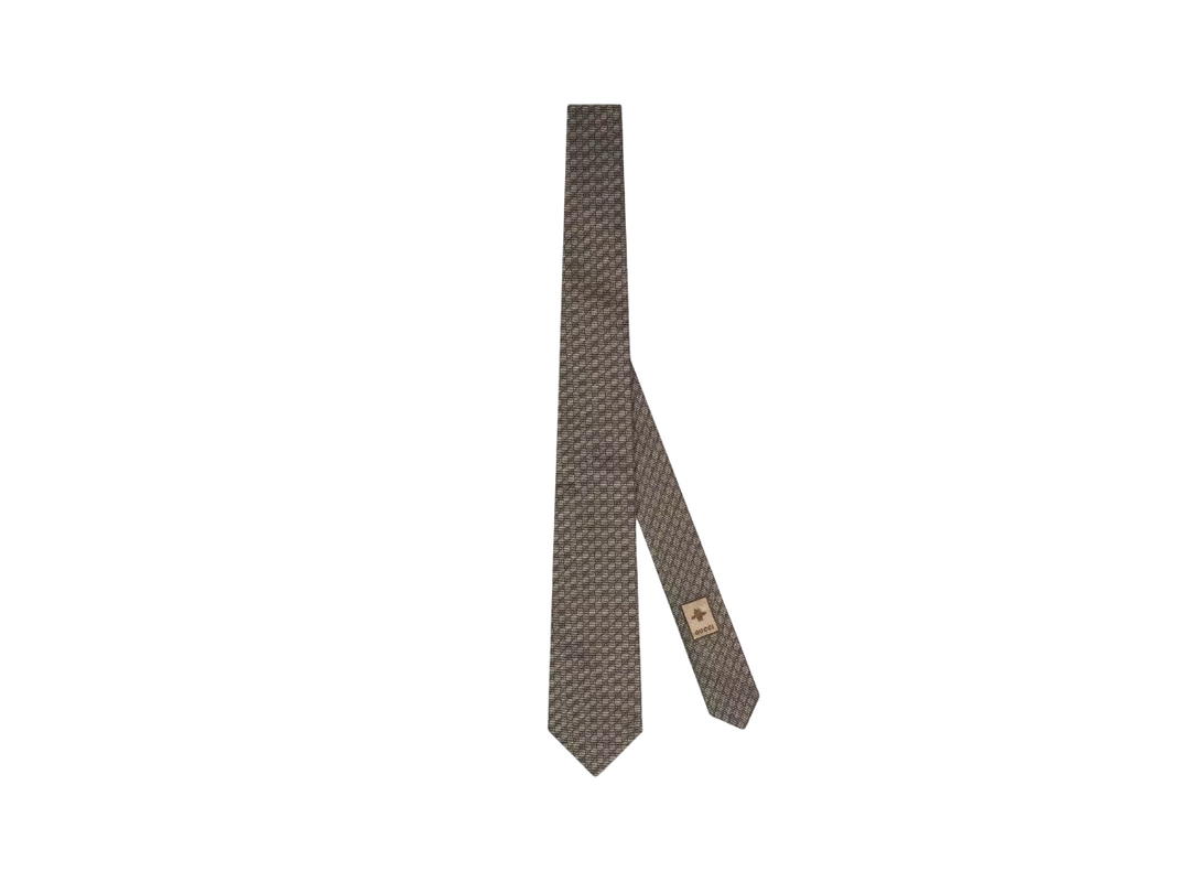 Gucci Gucci Interlocking G Silk Wool Jacquard Tie In Camel And Brown Interlocking G Silk Wool Jacquard
