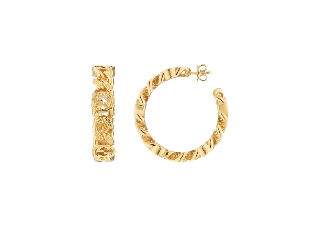 Gucci Gucci Interlocking G Single Hoop Earring 40MM In Metal With Gold-Toned Finish