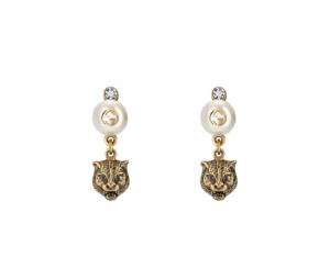 Buy Gucci Interlocking G With Tiger Head Earrings In Metal With Yellow Gold-toned Finish at Sasom – Authentic and Ready to Ship