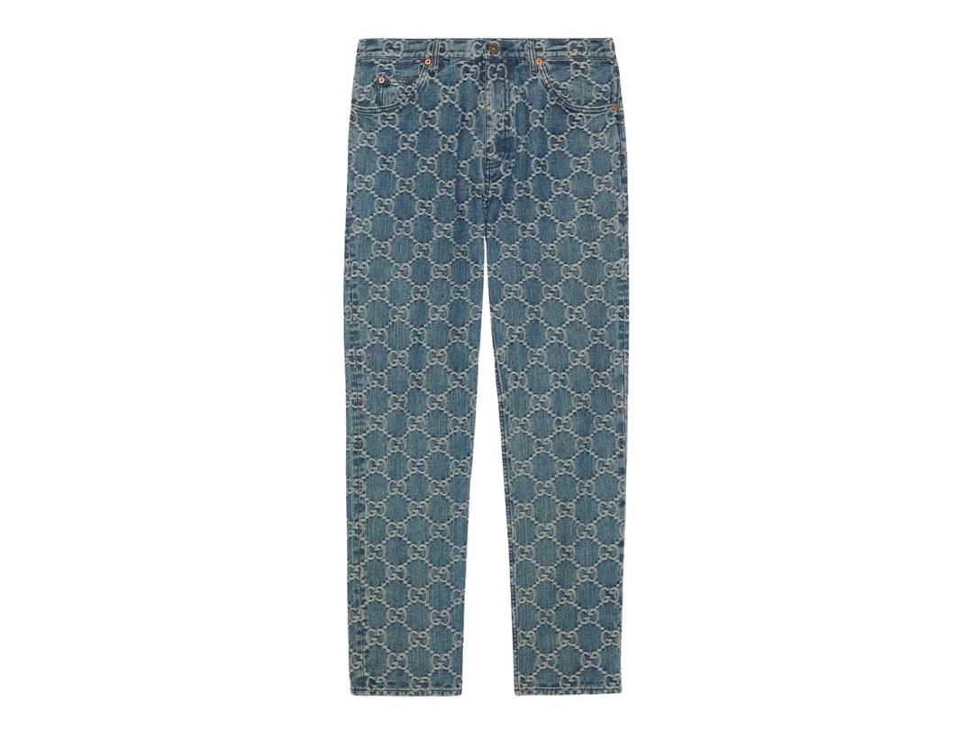 Gucci Gucci Jacquard Denim Trouser In Blue-White GG Denim Jacquard (W)