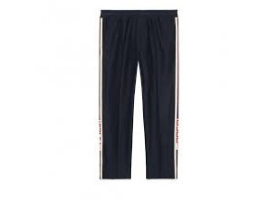 Gucci Gucci Jogging Pant With Side Stripe In Dark Blue Cotton Piquet