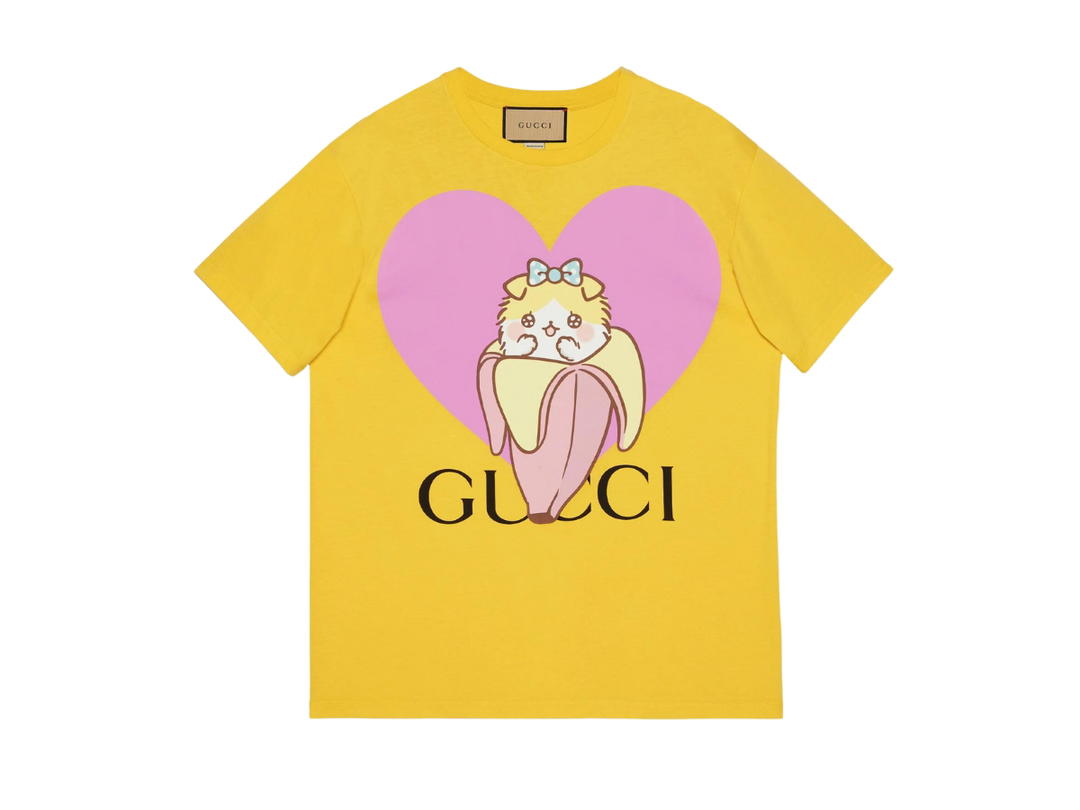 Gucci Gucci Kid's Lightning Bolt Bananya Print Cotton T-shirt In Yellow