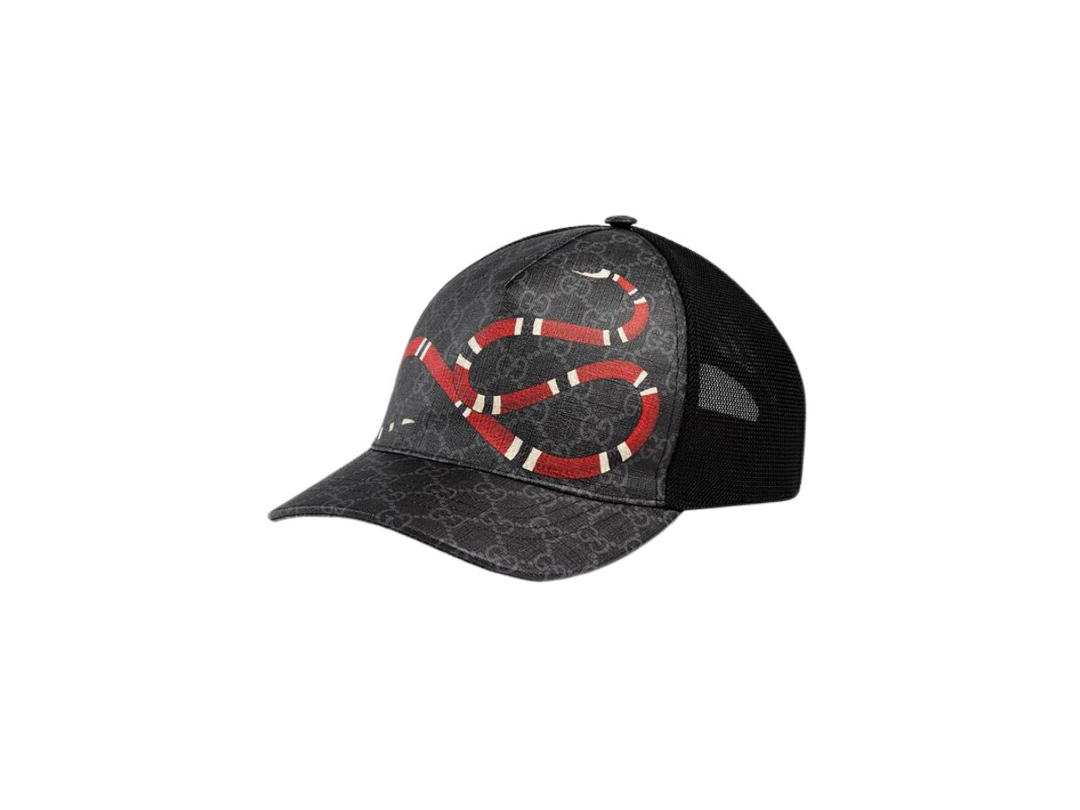 Gucci Gucci Kingsnake Print GG Supreme Baseball Hat Black