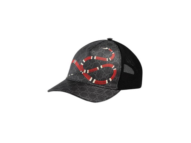 Gucci Gucci Kingsnake Print GG Supreme Baseball Hat Black - view 1