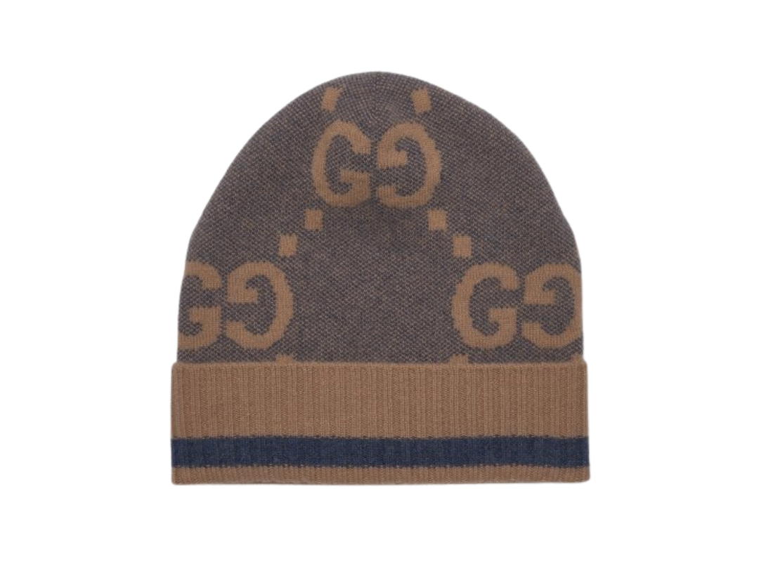 Gucci Gucci Knit Cashmere Hat In Beige Blue