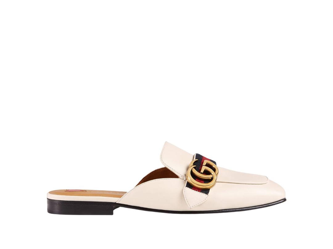 Gucci Gucci Ladies GG Leather Slippers White