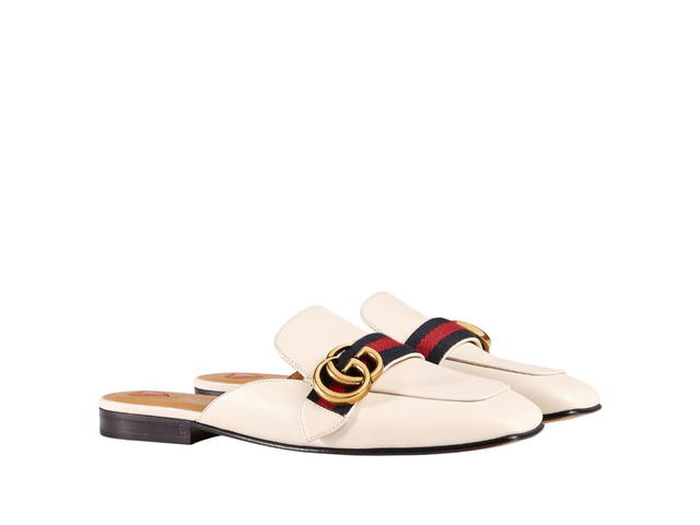 Gucci Gucci Ladies GG Leather Slippers White - view 2