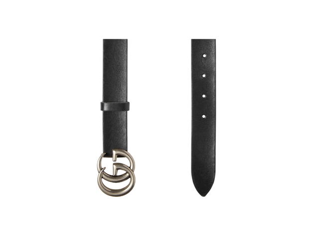Gucci Gucci Leather Belt With Double G Buckle 30MM In Black Leather With Double G Buckle Palladium-Toned Hardware - view 2