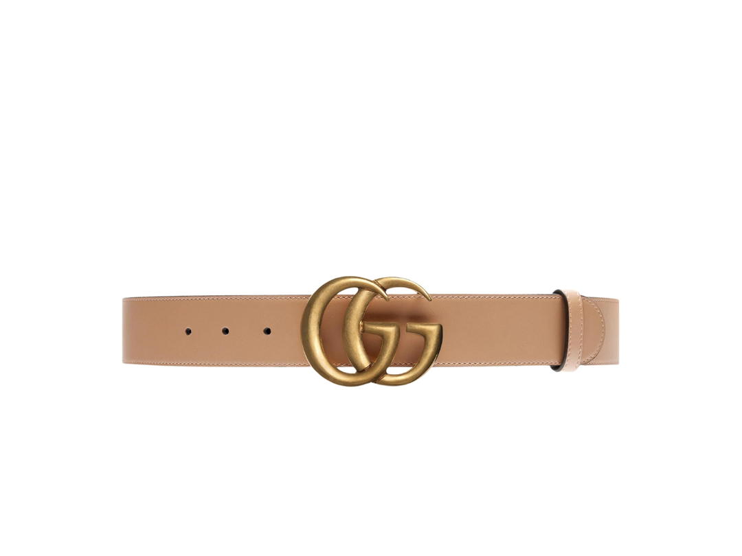Gucci Gucci Leather Belt With Double G Buckle 40MM In Beige Smooth LeatherAntique Brass Hardware
