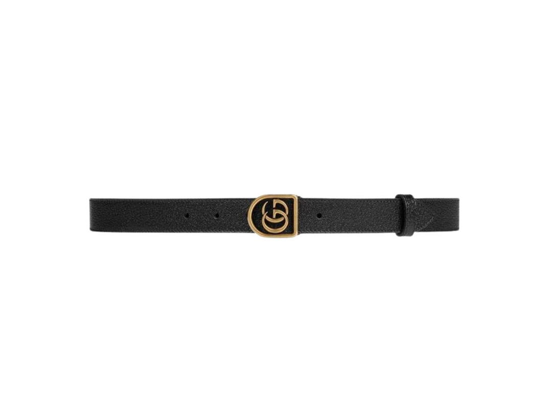 Gucci Gucci Leather Belt With Double G Buckle Black