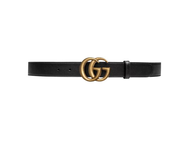 Gucci Gucci Leather Belt With Double G Buckle 30MM In Black Leather Brass Hardware - view 1