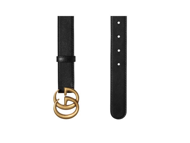 Gucci Gucci Leather Belt With Double G Buckle 30MM In Black Leather Brass Hardware - view 2