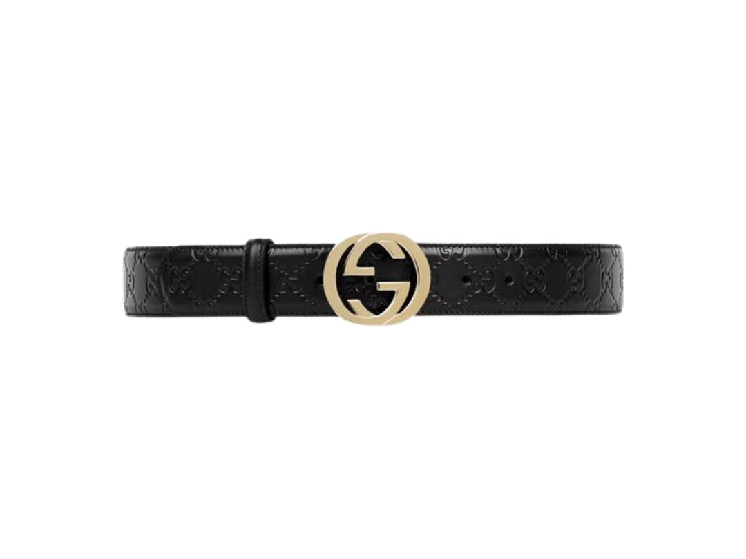 Gucci Gucci Signature Leather Belt 40MM In Black Leather With Shiny Gold-Toned Hardware