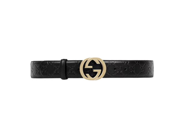 Gucci Gucci Signature Leather Belt 40MM In Black Leather With Shiny Gold-Toned Hardware - view 1
