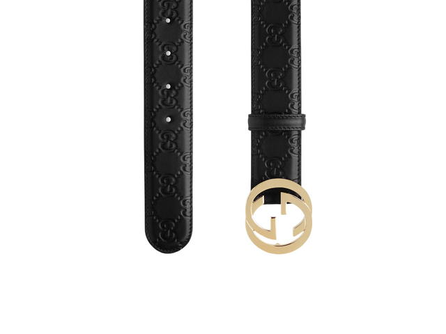 Gucci Gucci Signature Leather Belt 40MM In Black Leather With Shiny Gold-Toned Hardware - view 2