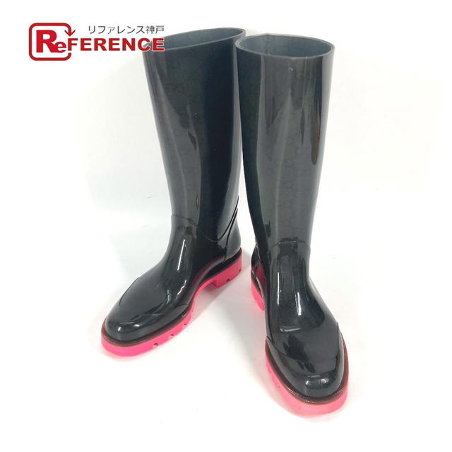 Gucci GUCCI Long Boots Bicolor Boots logo rain boots Rain shoes rubber Black/pink - view 1