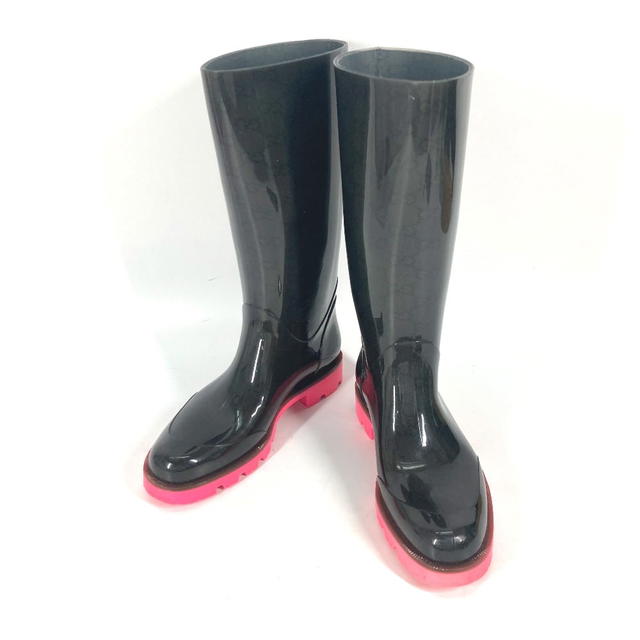 Gucci GUCCI Long Boots Bicolor Boots logo rain boots Rain shoes rubber Black/pink - view 2