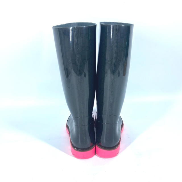 Gucci GUCCI Long Boots Bicolor Boots logo rain boots Rain shoes rubber Black/pink - view 4