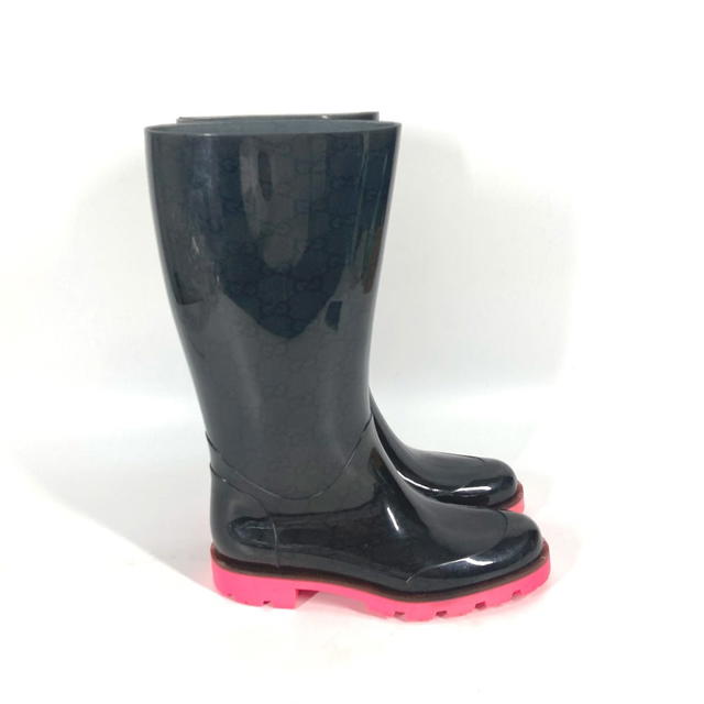 Gucci GUCCI Long Boots Bicolor Boots logo rain boots Rain shoes rubber Black/pink - view 5