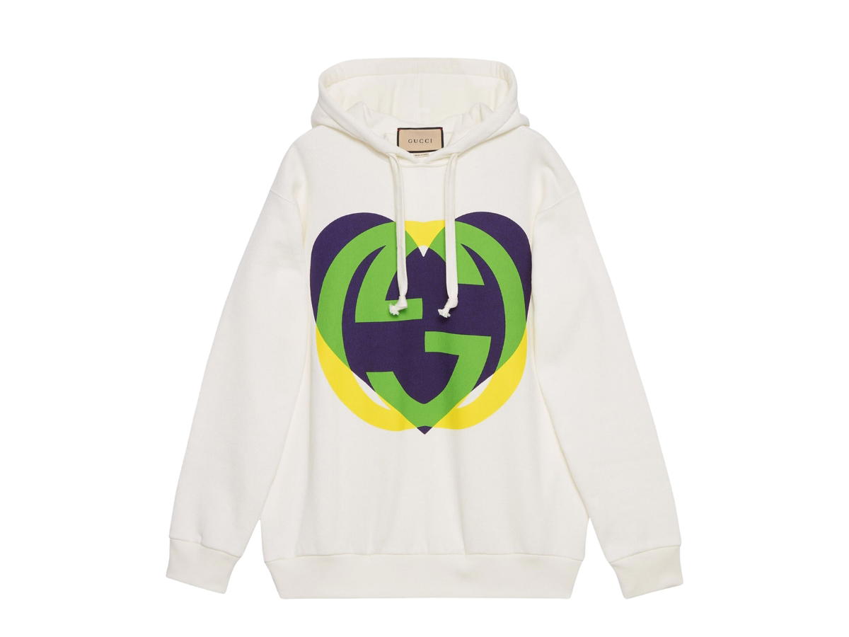 Gucci Gucci Love Heart Hoodie With Interlocking G White