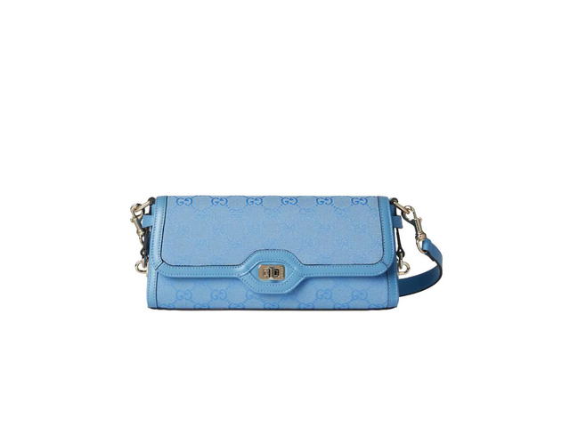 Gucci Gucci Luce Small Shoulder Bag In Light Blue GG Canvas With Light Gold-Toned Hardware - view 1
