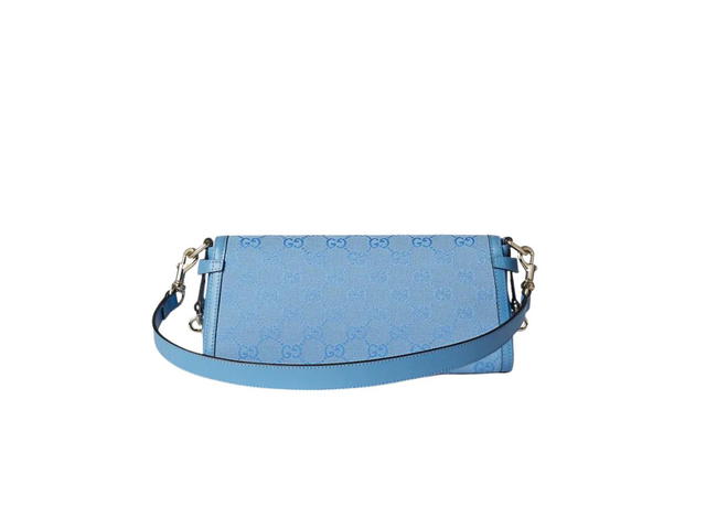 Gucci Gucci Luce Small Shoulder Bag In Light Blue GG Canvas With Light Gold-Toned Hardware - view 3