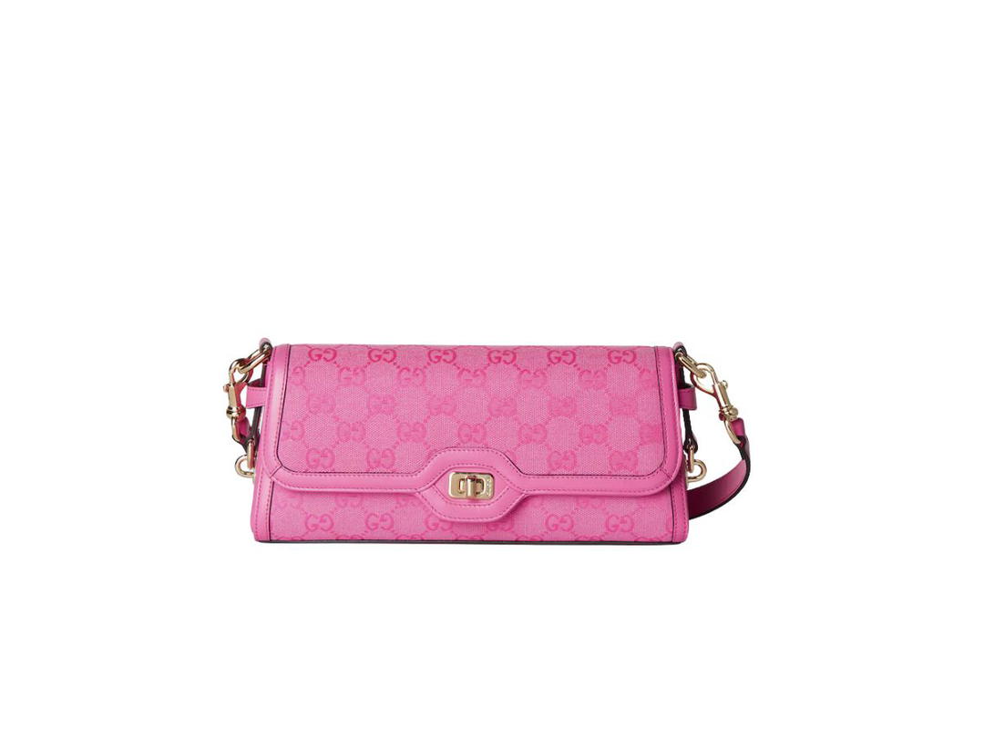 Gucci Gucci Luce Small Shoulder Bag In Pink GG Canvas With Light Gold-Toned Hardware
