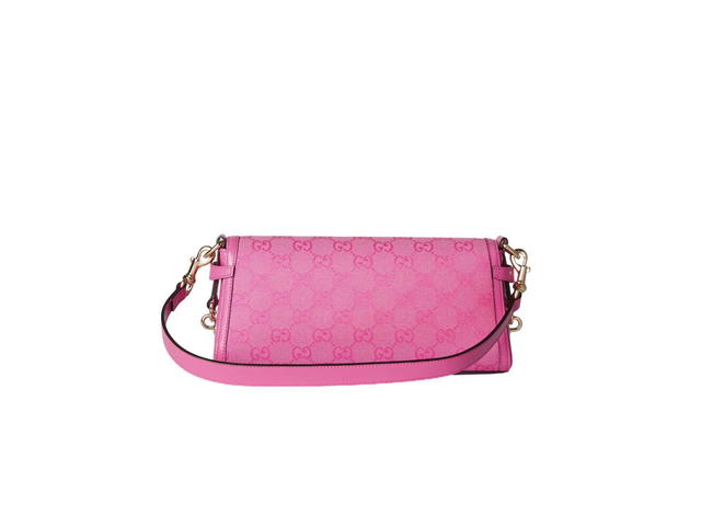 Gucci Gucci Luce Small Shoulder Bag In Pink GG Canvas With Light Gold-Toned Hardware - view 3