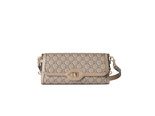 Gucci Gucci Luce Small Shoulder Bag In Taupe And Multicolor GG Leather With Light Gold-Toned Hardware - view 1