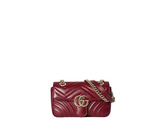 Gucci Gucci Marmont Mini Shoulder Bag In Gucci Rosso Ancora Matelassé Chevron Leather With Light Gold Toned Hardware Gucci Rosso Ancora - view 1