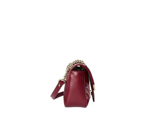 Gucci Gucci Marmont Mini Shoulder Bag In Gucci Rosso Ancora Matelassé Chevron Leather With Light Gold Toned Hardware Gucci Rosso Ancora - view 3