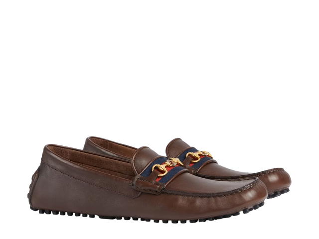Gucci Gucci Men's Driver In Cocoa Soft Calf Leather With Blue And Red Web - view 3