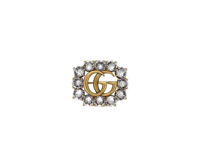 Gucci Gucci Metal Double G Brooch With Crystals - view 1