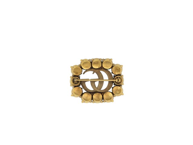 Gucci Gucci Metal Double G Brooch With Crystals - view 2
