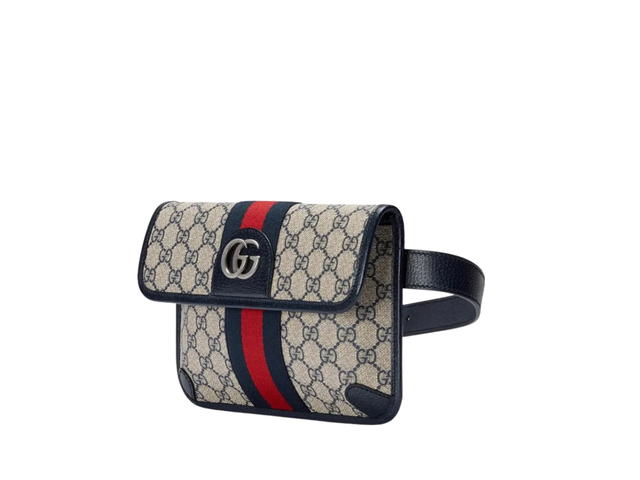 Gucci Gucci Ophidia GG Belt Bag In Beige-Blue GG Supreme Canvas And Black Leather Trim With Silver-Toned Hardware - view 2