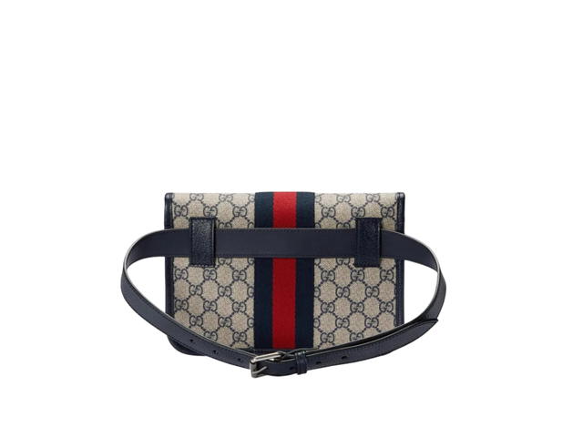 Gucci Gucci Ophidia GG Belt Bag In Beige-Blue GG Supreme Canvas And Black Leather Trim With Silver-Toned Hardware - view 3