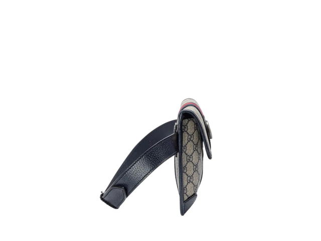 Gucci Gucci Ophidia GG Belt Bag In Beige-Blue GG Supreme Canvas And Black Leather Trim With Silver-Toned Hardware - view 4