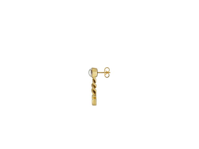 Gucci Gucci Pearl Double G Earrings In Double G Chain Shape With Glass Pearls-Metal With Gold Finish - view 2