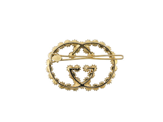 Gucci Gucci Pearl Interlocking G Hair Clip In Gold Finish Metal With Resin Pearls - view 2