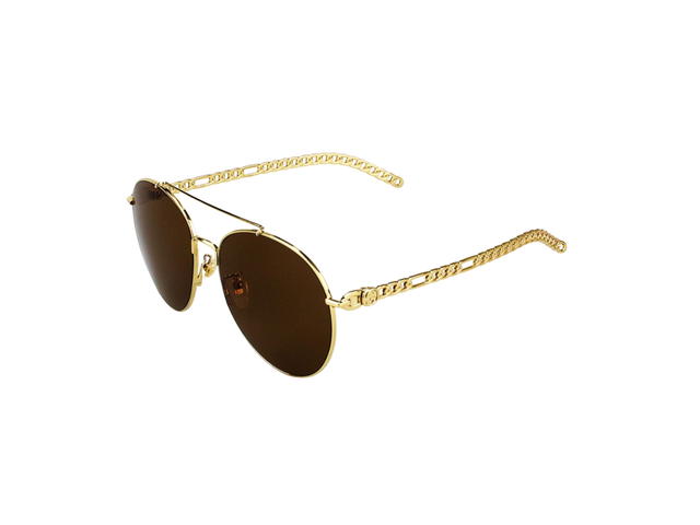 Gucci Gucci Pilot Sunglasses In Gold Metal Frame With Brown Lens and Chain - view 1